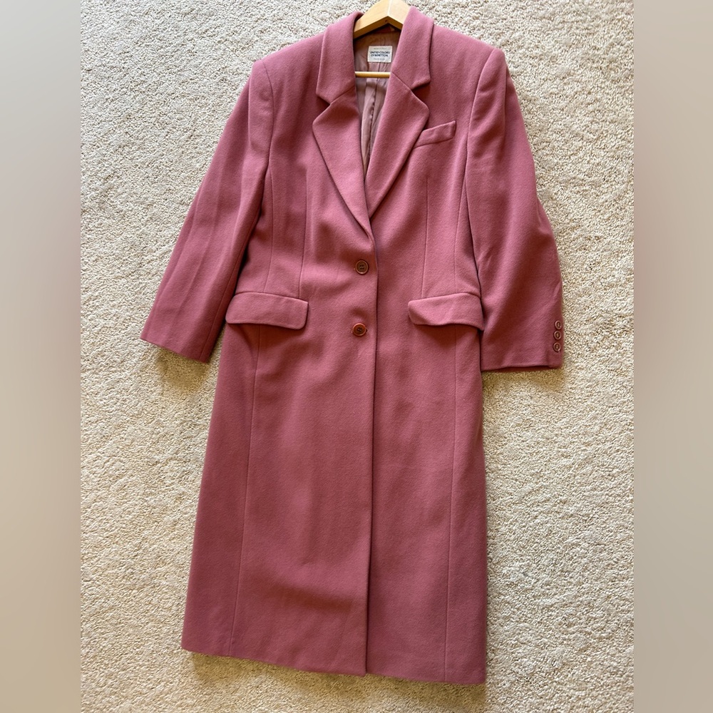 United Colors Of Benetton Dusty Rose Wool Blend Long Coat